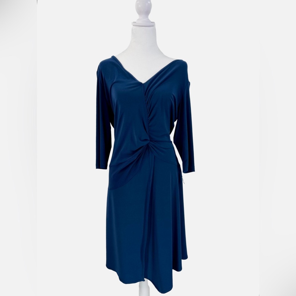 NEW JOSEPH RIBKOFF pleated Faux Wrap Dress Navyβ Marine